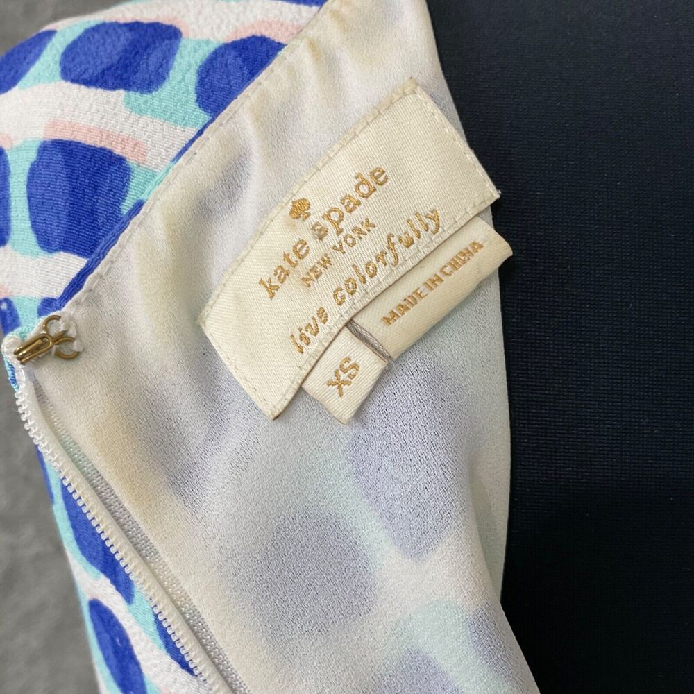 Kate Spade NY Island Stamp Dots Layered Top Tank XS Silk Blue White Sleeveless - Picture 5 of 8